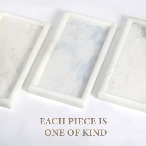 Koville African Natural Marble Tray, 10"x5" Coffee Table Vanity/Decorative Tray for Jewerly, Watch, Perfume Candle Tray