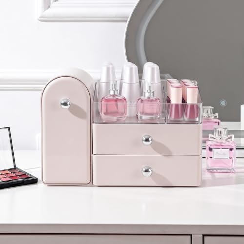Makeup Organizer Countertop with Makeup Brush Holder,Pink
