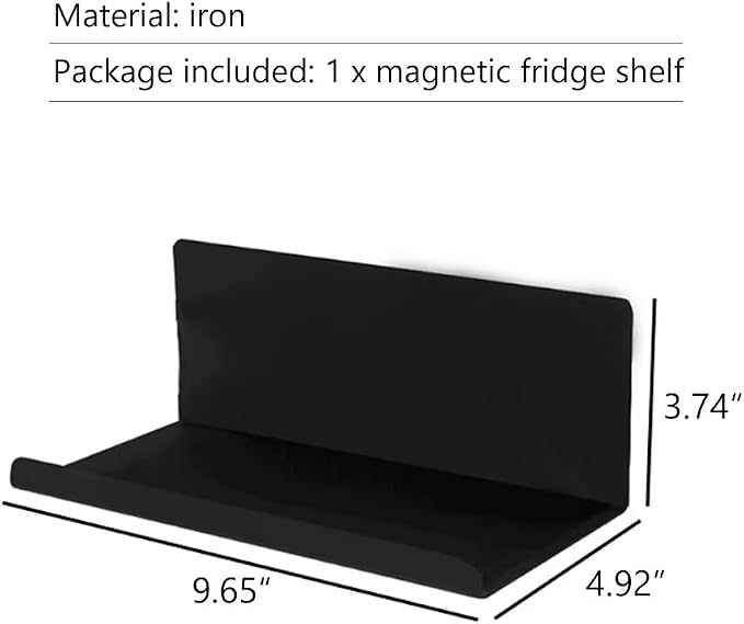 WAYUTO Magnetic Fridge Shelf, Metal Refrigerator Organizer Shelf with Strong Magnets for Kitchen, Locker, Office and Whiteboard Storage, Black