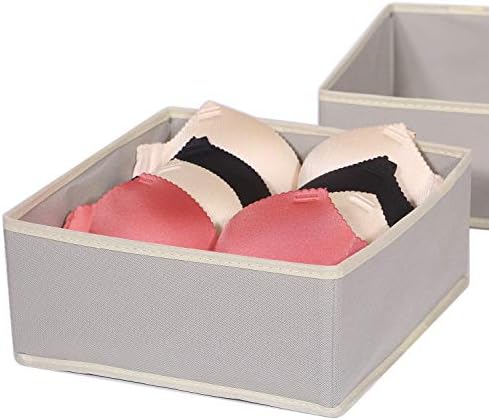 DIOMMELL Foldable Cloth Storage Box Closet Dresser Drawer Organizer Fabric Baskets Bins Containers Divider for Clothes Underwear Bras Socks Clothing,Set of 9 Grey 900