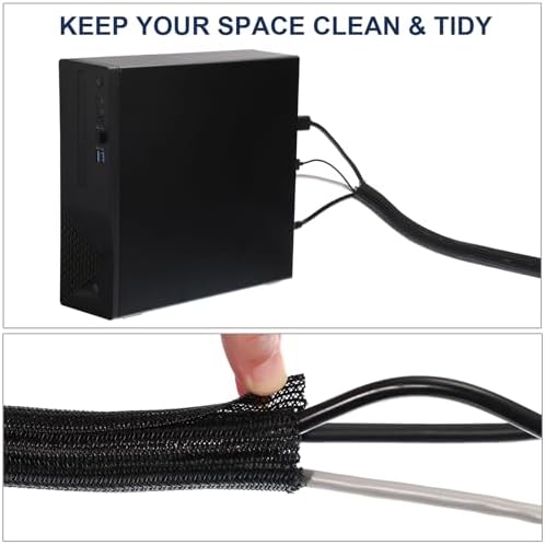 uxcell 25 Ft - 5/8 Inch Split Sleeving, Braided Cable Sleeving, PET Cable Management Wire Sleeve Cord Protector, Wire Wr