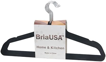 Velvet Suit Clothes Hangers Multipurpose Slim with Notched Shoulders & Swivel Chrome Hooks – Black – Set of 10
