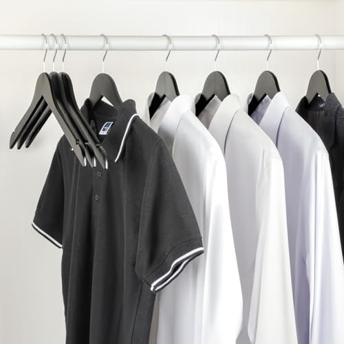 TOPIA HANGER Wooden Hangers 30 Pack, 0.28-inch Slim & Durable Clothes Hangers Space Saving, Black Wood Hanger with 360°S
