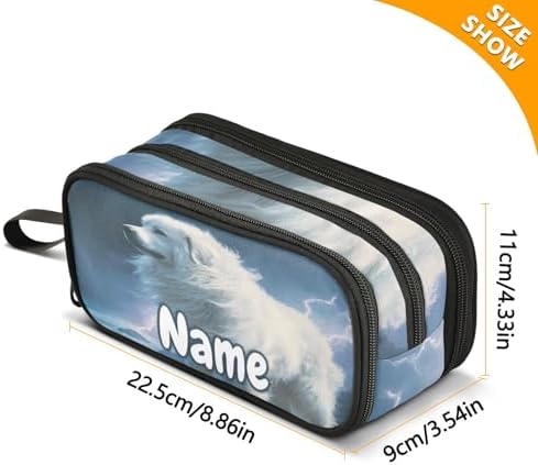 Custom Great Pyrenees Dog Pencil Case Box Boys Girls Personalized Name Large Pencil Pouch Stationery Pen Bag Organizer for Kids Adults School Office