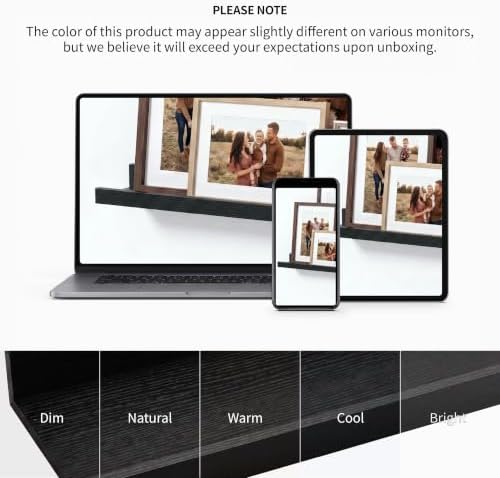 Black Picture Ledge Shelves, 16 Inch Floating Wall Shelf Set of 2