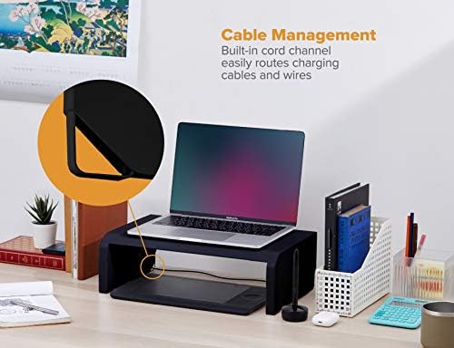 Bostitch Office Konnect Adjustable Monitor Stand Riser, 4 Height Adjustments, Built-In Cable Management, Rubber Feet - B