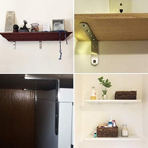 YUMORE L Bracket, 5" x 3" Max Load: 35lb/15KG Heavy Duty Stainless Steel Solid Shelf Support Corner Brace Joint Right An