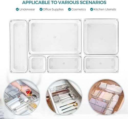 4 Pack Drawer Organizers, 6"X 6" Clear Acrylic Storage Bins