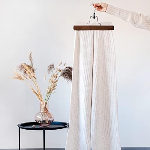 Nature Smile Wooden Pants Hangers Non Slip Smooth Finish Solid Wood Clamp Skirt Hanger Hair Extension Hangers with 360° Swivel Hook (20Pcs, Retro)