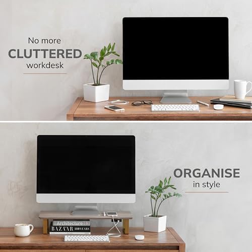 Anji Mountain Monitor Stand for Desk - Desktop Organizer & Laptop Riser, Ergonomic Monitor Riser, Space-Saving, Durable,