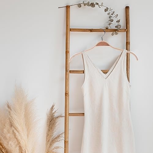 JS Hanger Lightweight Non Slip Wooden Hangers - 30 Pack Heavy Duty Wood Coat Hangers with Soft Stripes for Camisole, Jacket, Dress Clothes, Sweater, Natural Finish