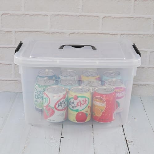 5 Liter Clear Storage Box, 4-Pack Plastic Latching Box with Lid