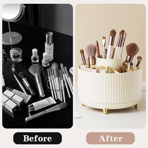 fanado 360° Rotate Makeup Brush Holder Organizer, Makeup Organizers Countertop, Makeup organization and Skincare Storage
