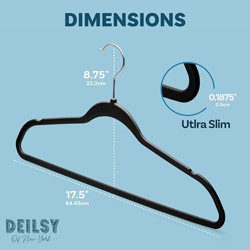 DEILSY™ Non-Velvet Black Plastic Hangers Slim Hangers 50 Pack for Closet