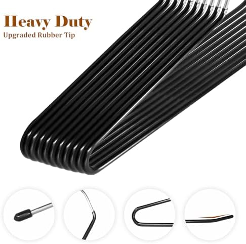 Open Ended Pants Hangers,30-Pack Clothes Hangers Space Saving, Non-Slip Black Metal Hangers, Space Saving Design for Jeans,Slacks,Scarf (Black)
