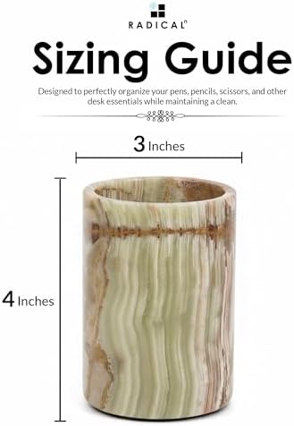 Radicaln Marble Pen Holder For Desk 4" Inches Green Onyx Handmade Marble Toothbrush Holder & Pen Holder For Home Decor, Ideal Pencil Holder For Desk Organizer