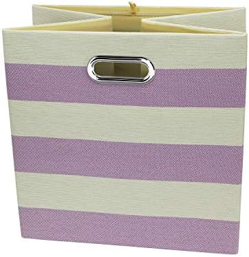 11x11 Storage Cubes Collapsible Fabric Bins- 4pcs,Purple-white Striped