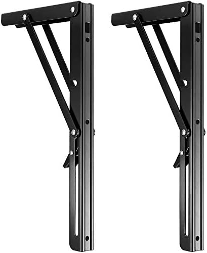 6 PCS 12 Inch Collapsible Folding Shelf Brackets, Wall Mount, Black