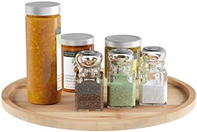 Lazy Susan – All-Natural Bamboo Round Single Tier Turntable Kitchen, Pantry and Vanity Organizer and Display with 14 Inc
