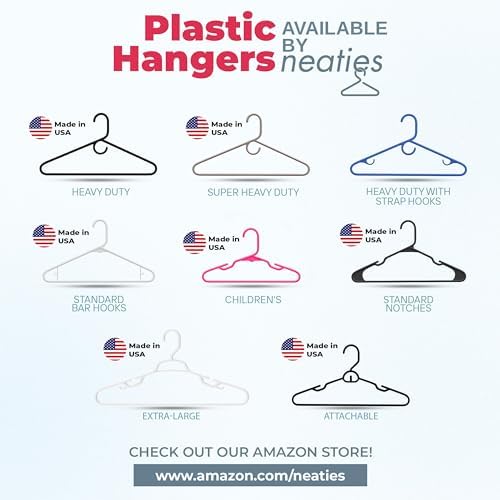 Heavy Duty Clothes Hangers 100+ Pack (324 Count) – Made in the USA – 8lb Capacity Plastic Hangers for Adult Clothing – Durable for Pants, Coats, Jackets, or Jeans – Mint