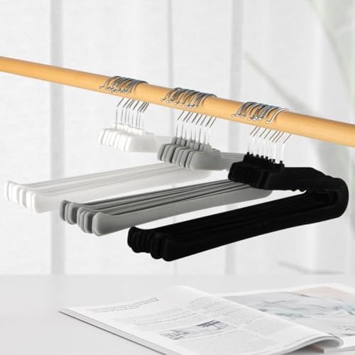 Velvet Pant Hangers Open End,32 Pack Non Slip White Felt Trouser Hangers