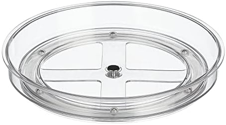 mDesign Lazy Susan Turntable Plastic Spinner for Kitchen/Bathroom, Pantry, Fridge, Cupboards, or Counter Organizing, Ful