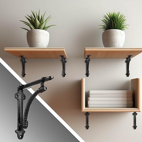 Gisafai 10 Pcs Decorative Shelf Brackets 5.5 Inch Cast Iron Shelf Brackets