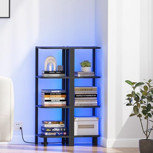 TUTOTAK Corner Shelf, 4-Tier Corner Bookshelf for Small Space
