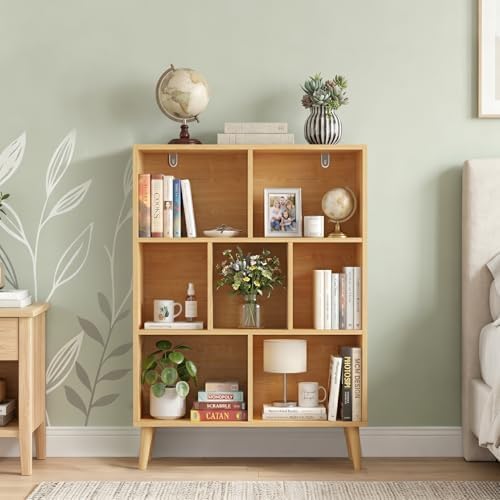 7 Cube Storage Organizer Shelf,Open Cube Bookshelf with Legs