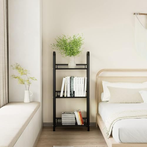 Bookshelf Storage Shelf Bookcase Freestanding Storage Stand for Living Room, Bedroom, Kitchen, Rust Resistance, Easy Ass