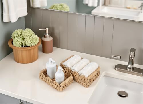 Kriitools Scalloped Toilet Paper Storage Basket for Over Toilet Shelf