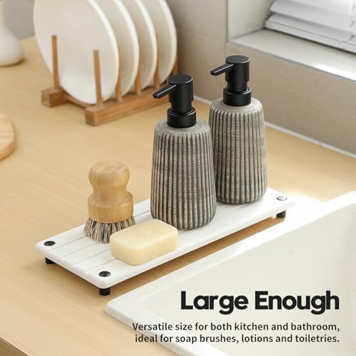 Razborci Instant Dry Sink Caddy Kitchen Sink Organizer, Quick Drying Stone Tray Diatomite Sponge Holder Soap Dish, Bathr