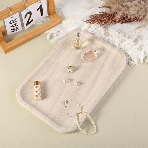 Karibiber Marble Vanity Tray, Bathroom Tray Countertop, Decorative Dresser Organizer, Perfume, Jewelry Holder, Beige Sto