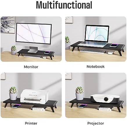 loukin Monitor Stand Riser for Desk, 22.4" × 8.2" Computer Stand, Black