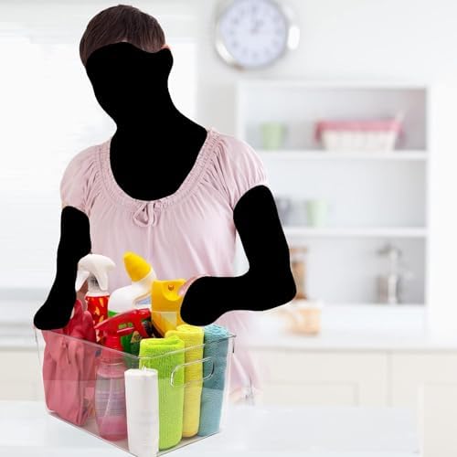 Clear Plastic Storage Bins with Lids, Perfect for Kitchen Organization or Pantry Organization and Storage, Stackable Fri