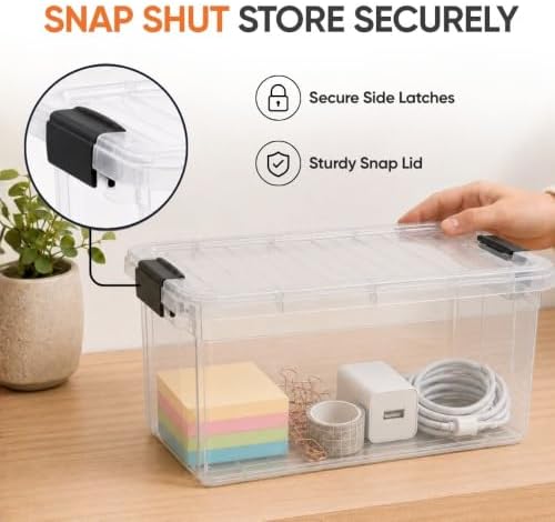 Superio 2.5 Quart Clear Plastic Storage Boxes with Lids, Stackable Organizer Containers, BPA-Free Storage Bins for Home,