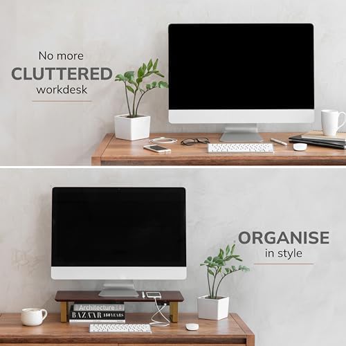 Anji Mountain Monitor Stand for Desk - Desktop Organizer & Laptop Riser, Ergonomic Monitor Riser, Space-Saving, Durable,