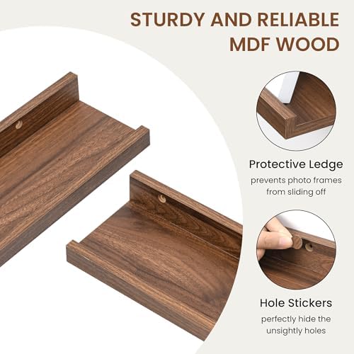 Heimlove Picture Ledge Shelf,48 inch Long Floating Shelves for Wall Set of 2,Picture Shelf with Lip for Wall Decor,Livin