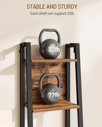 Hzuaneri Ladder Shelf, 6 Tier Narrow Bookshelf with 2 Back Panels