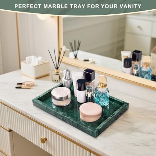 Marble Bathroom Tray for Countertop & Home Decor, Natural Decorative Marble Tray for Jewelry & Perfume Organizer, Luxury