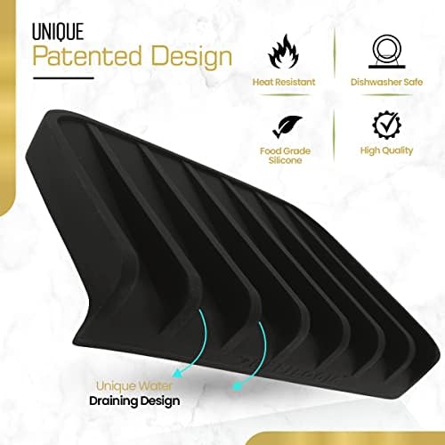 Effilogic Silicone Sponge Holder, Soap Dish, Self Draining Kitchen Sink Organizer, Kitchen Accessories, Medium Black