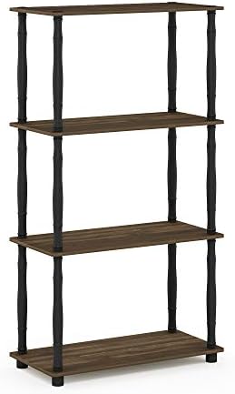 Furinno Turn-N-Tube 4-Tier Multipurpose Shelf Display Rack, Classic Tubes, Columbia Walnut/Black