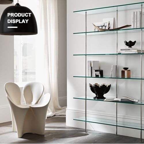12" W x 48" L - Tempered Rectangle Glass Shelf Without Frame (5 Pieces Set) - 3/16" Thick -Pencil Polished