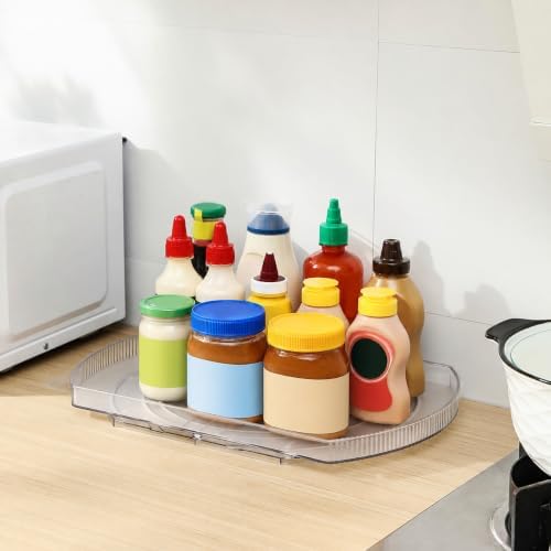 ROWNYEON Lazy Susan Turntable Organizer for Large Refrigerator, 360° Rotate Fridge Organizers and Storage, 16.54 Inches
