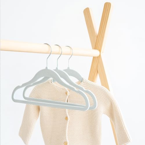 3 Sprouts Velvet Baby Hangers, Non Slip Slim, Blueberry Blue, 30 Pack