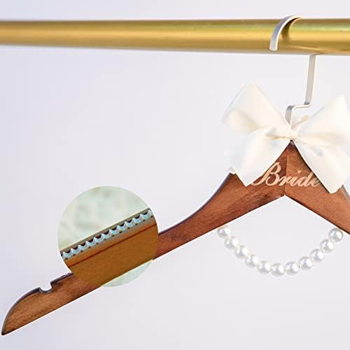 Wedding Dress Hanger for Bride, Wooden Hanger with Pearls and Bow