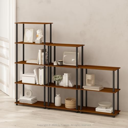 Furinno Turn-N-Tube Toolless 4-Tier Storage Shelves, Light Cherry