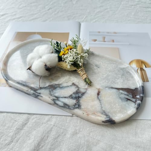 Luxury Natural Calacatta Viola Marble Tray for Jewelry, Perfume, Soap