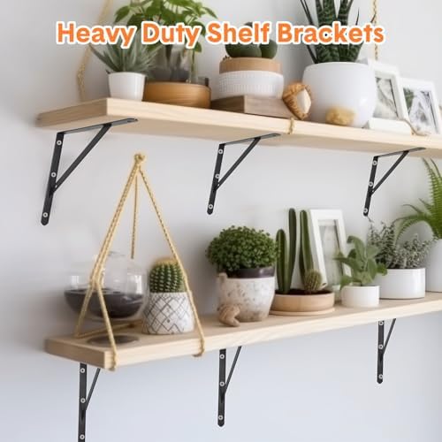 Nuogo 30 Pcs 12" L X 7" H Metal Shelf Brackets L Shape Bulk with Hardware