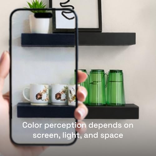 Solid Wood Floating Shelves for Wall 36 Inches Long, Black Wooden Shelf